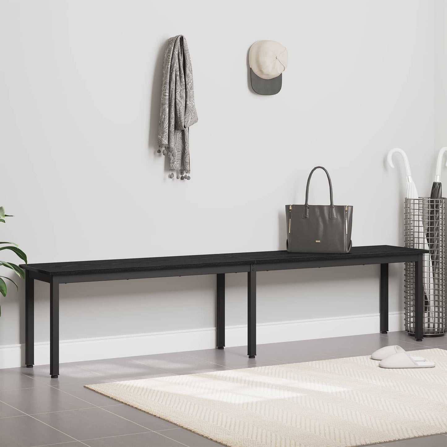 Bank Zwart Eiken 200 x 35 x 45 cm Bewerkt hout