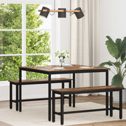 Eettafel 110x110x75 cm bewerkt hout metaal zwart