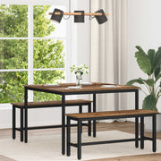 Eettafel 110x110x75 cm bewerkt hout metaal zwart