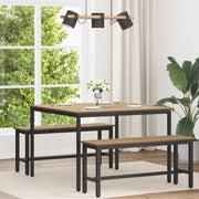 Eettafel 110x110x75 cm bewerkt hout metaal zwart