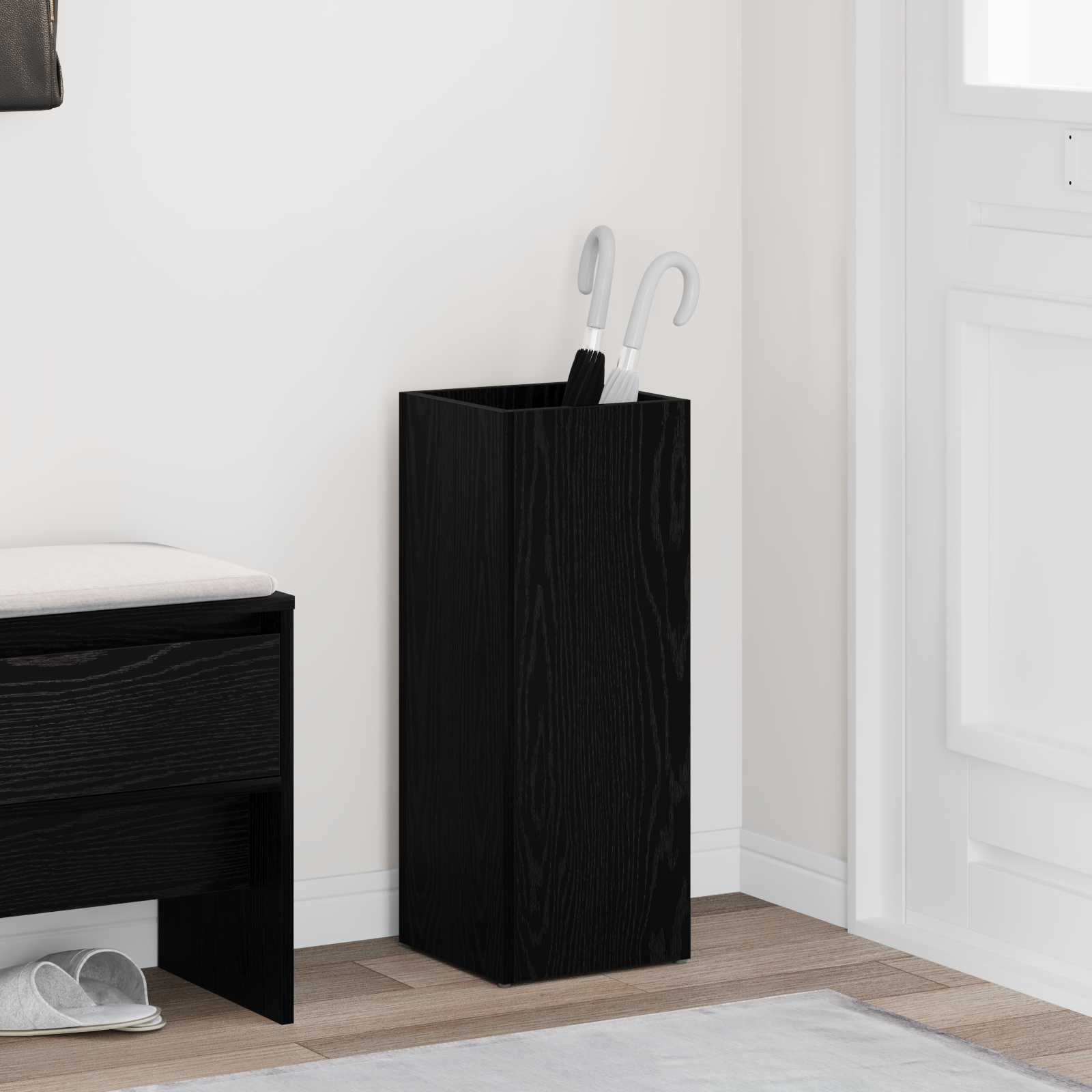 Paraplu Standaard Zwart Eiken 25 x 24,5 x 64 cm Bewerkt hout