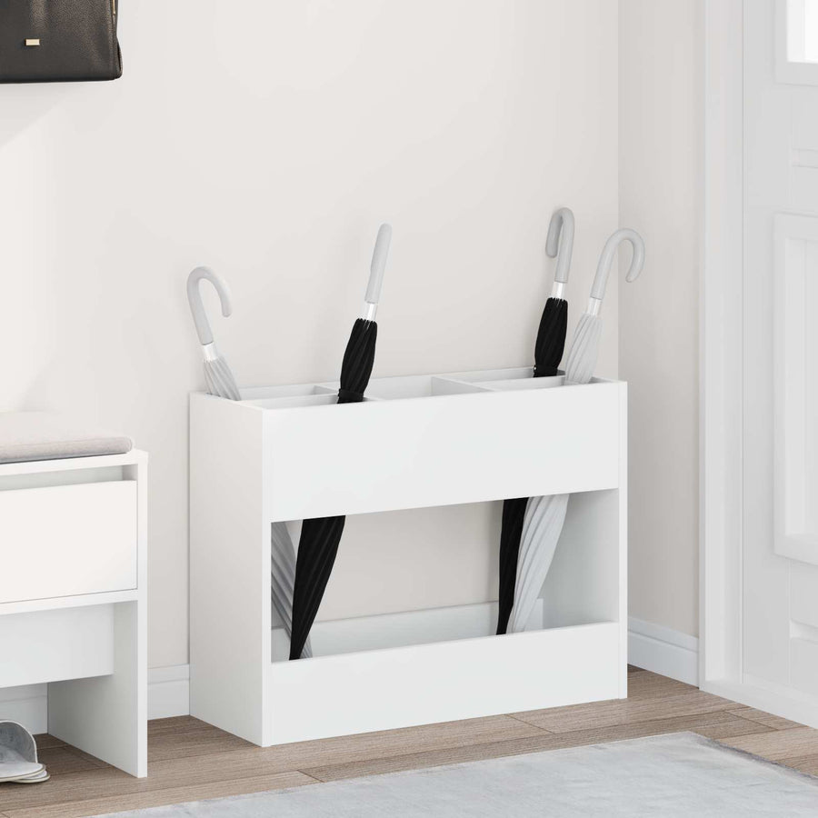 Paraplu Standaard Met Opslag Wit 65 X 24 X 50 Cm Bewerkt Hout
