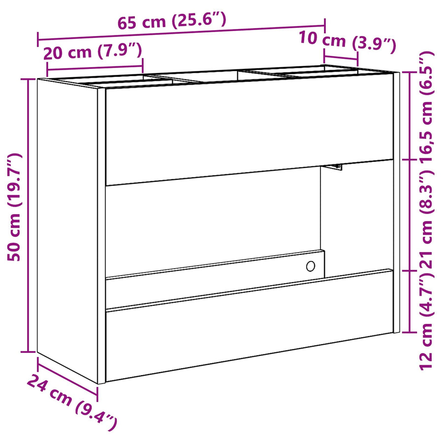 Paraplu Standaard Met Opslag Wit 65 X 24 X 50 Cm Bewerkt Hout