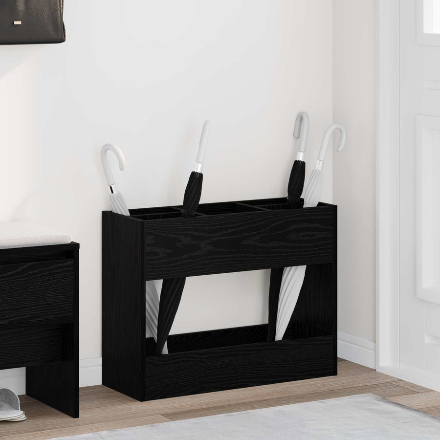 Paraplu Standaard Zwart Eiken 65 x 24 x 50 cm Bewerkt hout