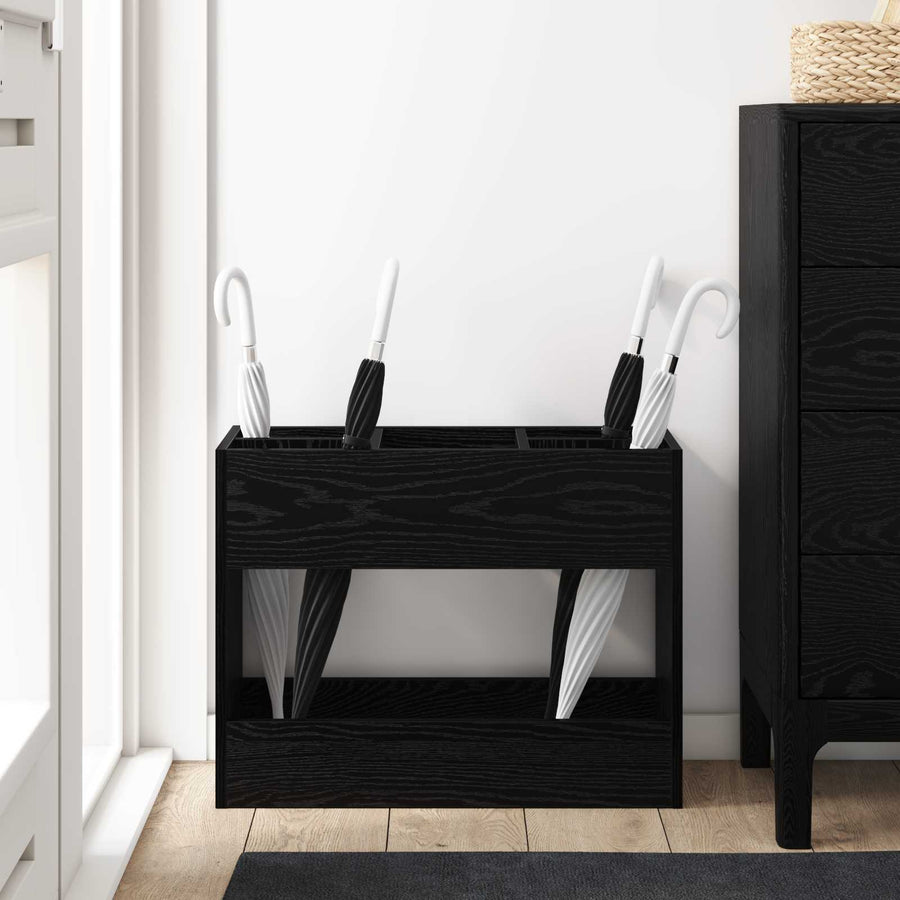 Paraplu Standaard Zwart Eiken 65 x 24 x 50 cm Bewerkt hout