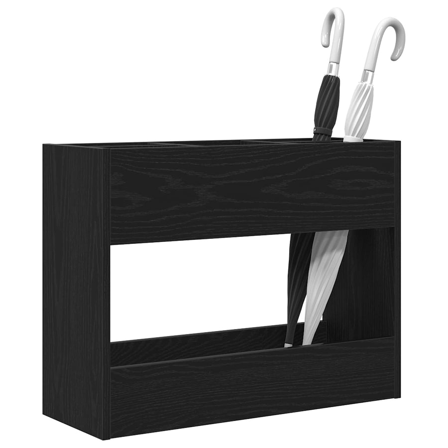 Paraplu Standaard Zwart Eiken 65 x 24 x 50 cm Bewerkt hout