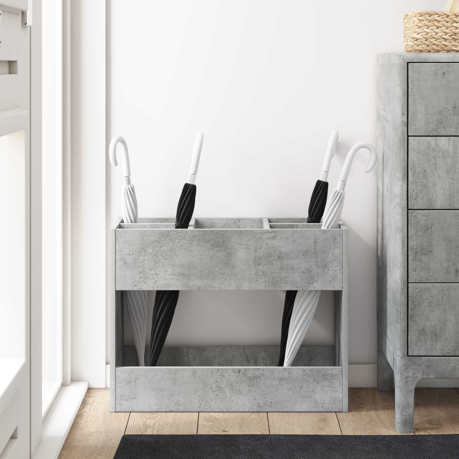 Paraplu Standaard Beton Grijs 65 x 24 x 50 cm Bewerkt hout