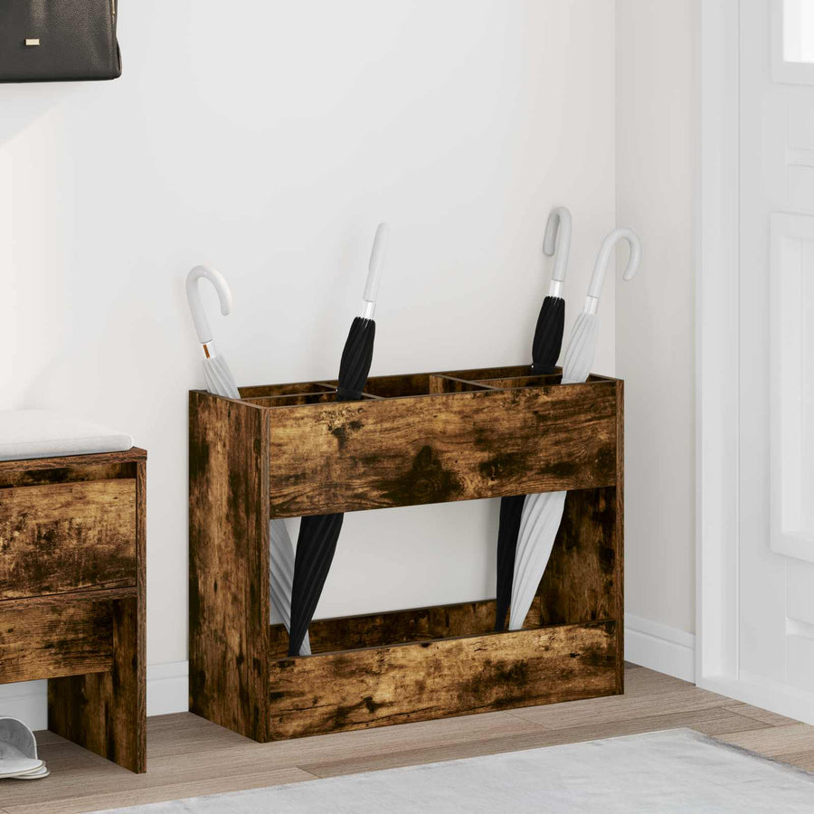 Paraplu Standaard Gerookt eiken 65 x 24 x 50 cm Bewerkt hout