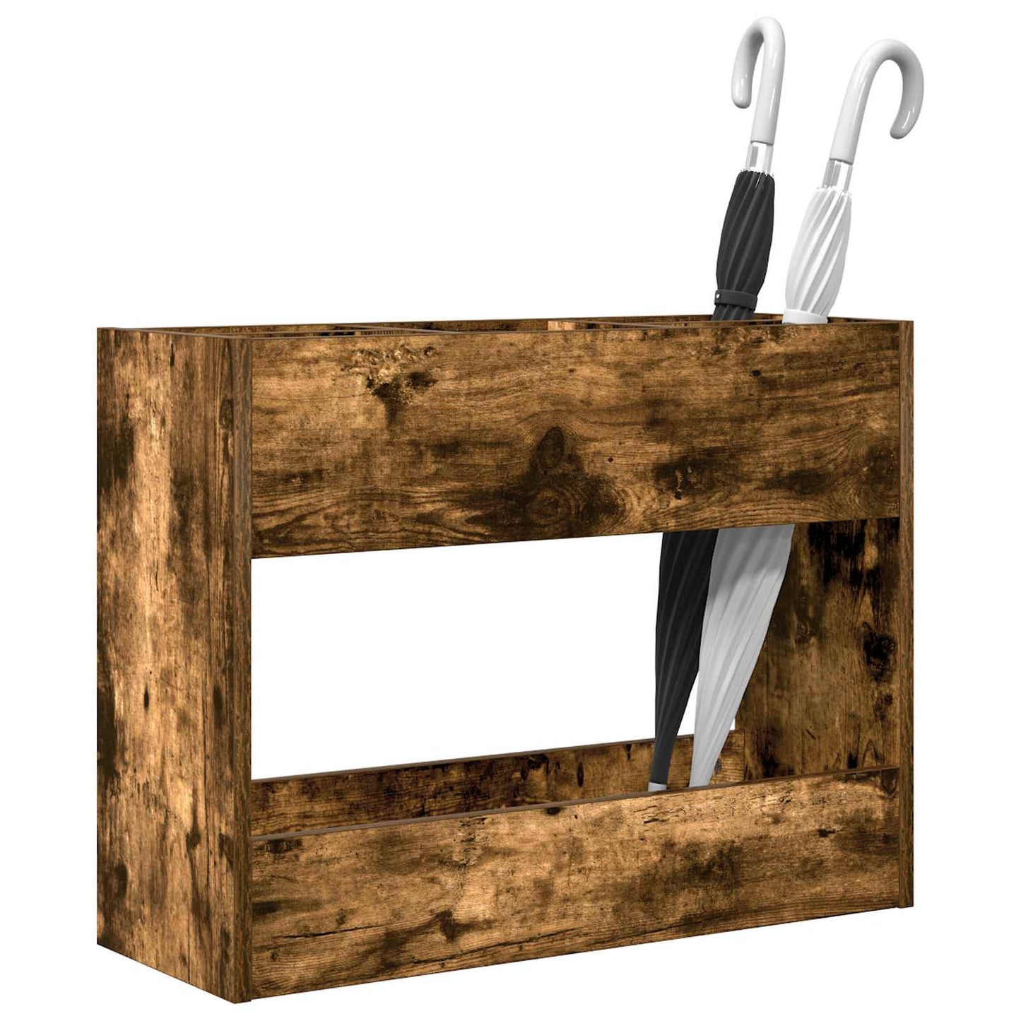 Paraplu Standaard Gerookt eiken 65 x 24 x 50 cm Bewerkt hout