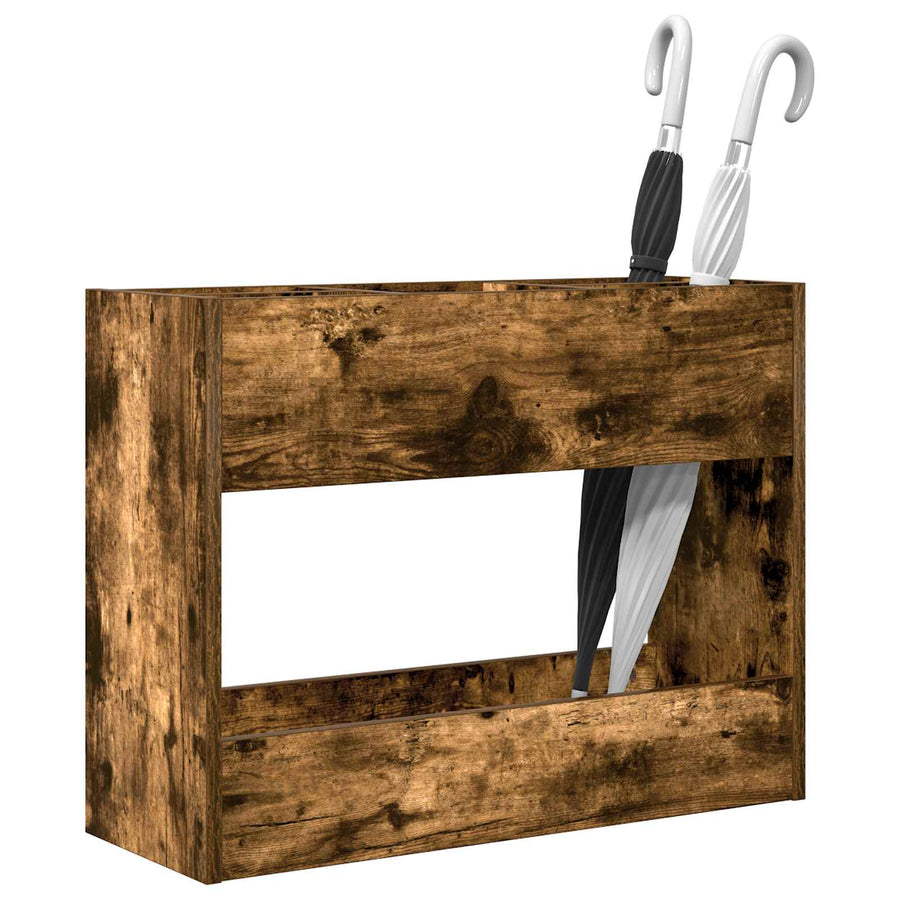 Paraplu Standaard Gerookt eiken 65 x 24 x 50 cm Bewerkt hout