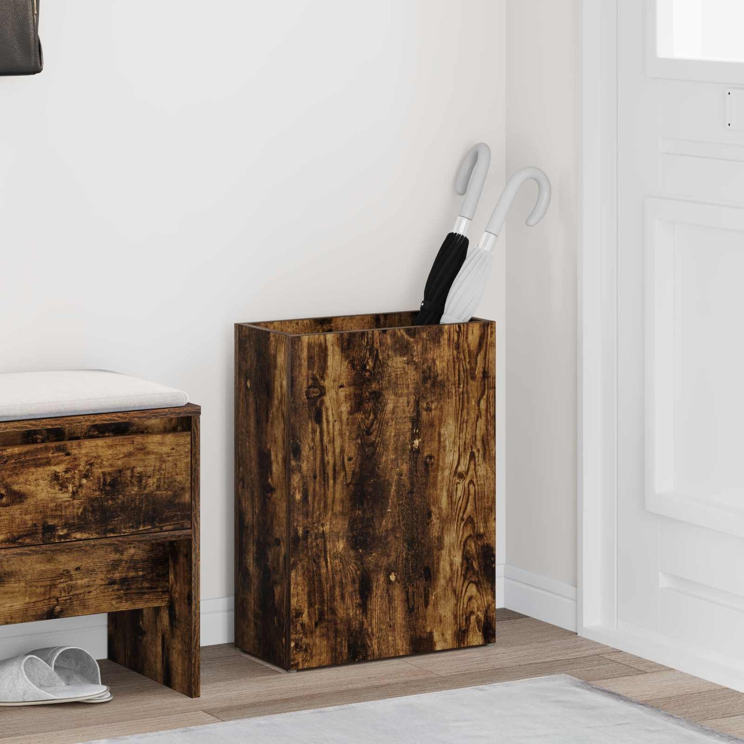 Paraplu Standaard Gerookt eiken 40 x 20 x 55,5 cm Bewerkt hout
