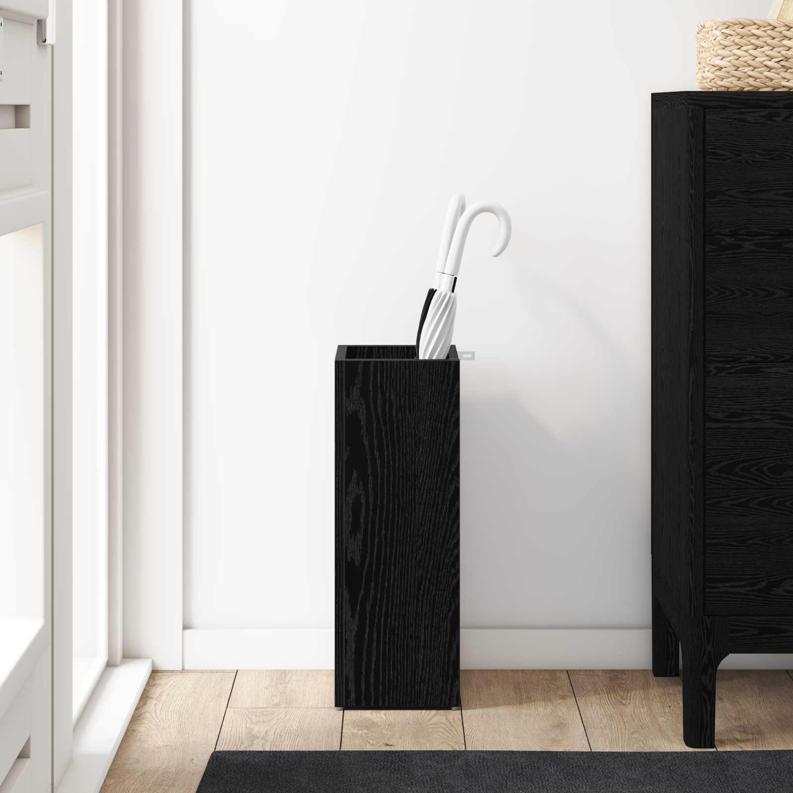 Paraplu Standaard Zwart Eiken 20 x 20 x 55,5 cm Bewerkt hout