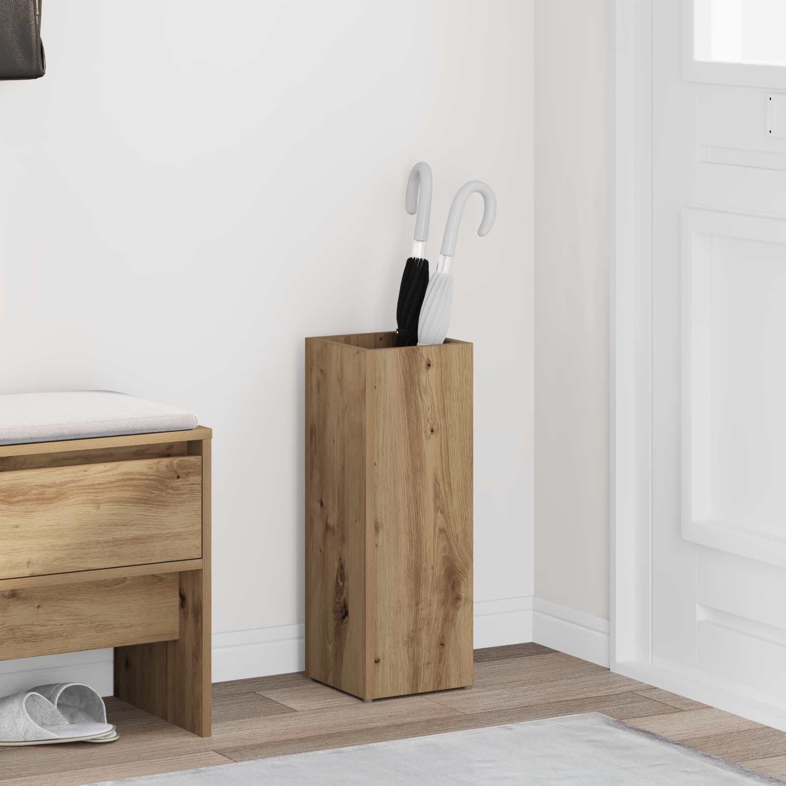 Paraplu Standaard Artisan Eiken 20 x 20 x 55,5 cm Bewerkt hout