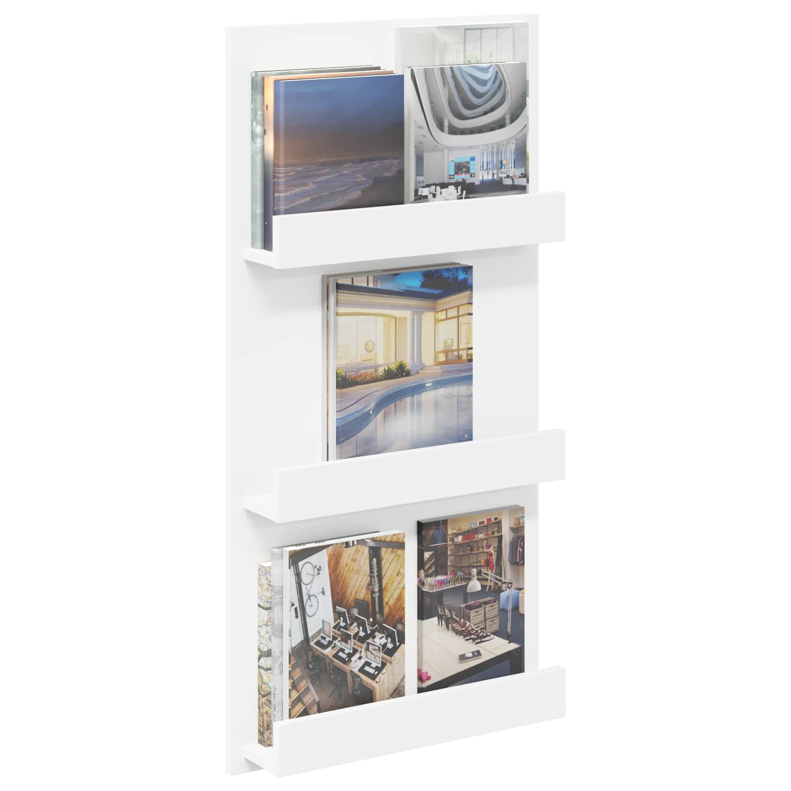 Tijdschrift Rek Met Plank Wit 51 X 11 X 102 Cm Bewerkt Hout