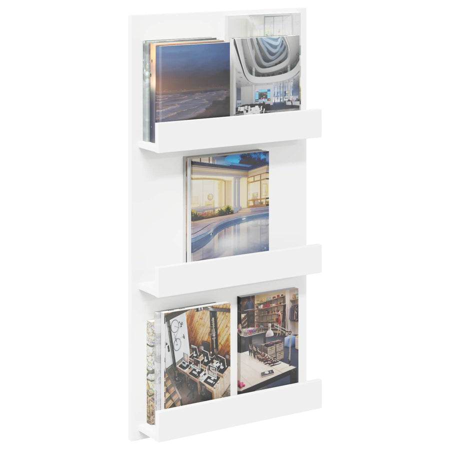 Tijdschrift Rek Met Plank Wit 51 X 11 X 102 Cm Bewerkt Hout