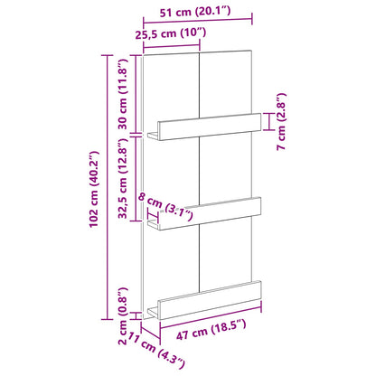 Tijdschrift Rek 51 X 11 X 102 Cm Bewerkt Hout Zwart eiken