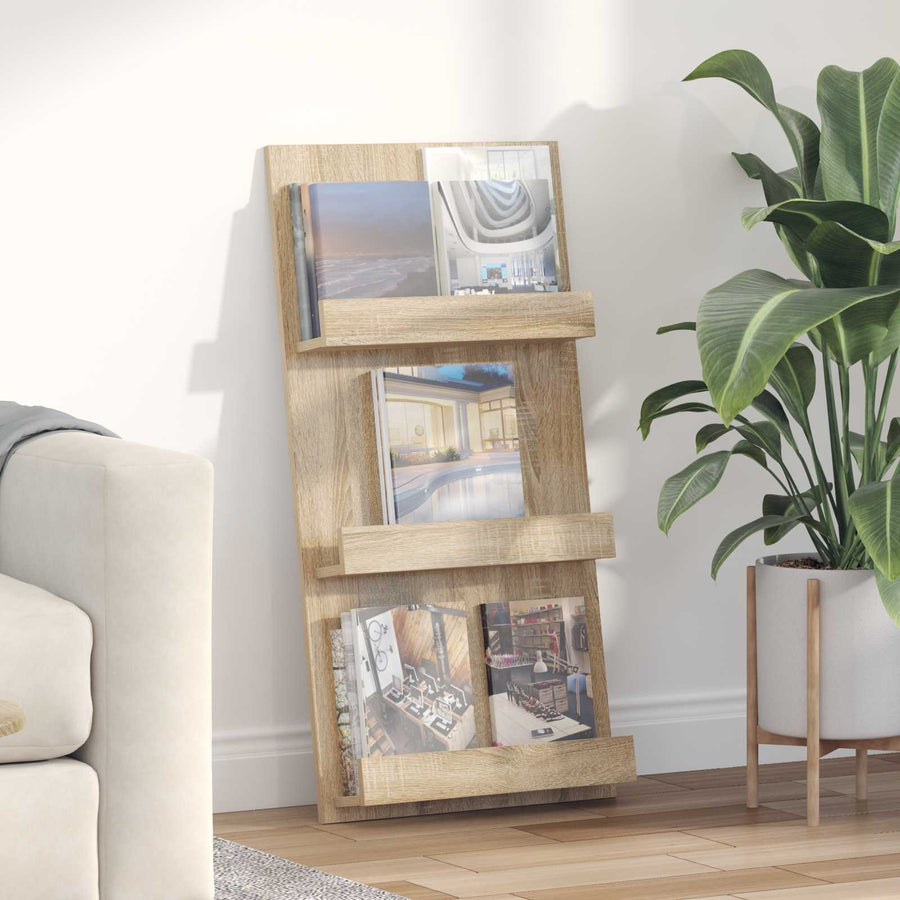 Tijdschrift Rek 51 X 11 X 102 Cm Bewerkt Hout Sonoma eiken