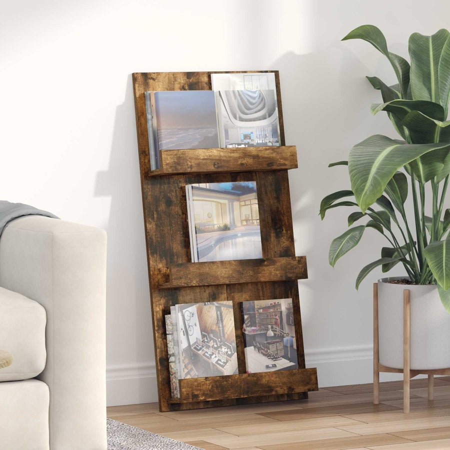 Tijdschrift Rek 51 X 11 X 102 Cm Bewerkt Hout Gerookt eiken
