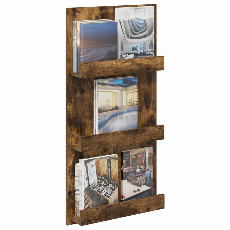 Tijdschrift Rek 51 X 11 X 102 Cm Bewerkt Hout Gerookt eiken
