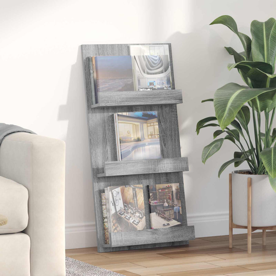 Tijdschrift Rek 51 X 11 X 102 Cm Bewerkt Hout Grijs sonoma