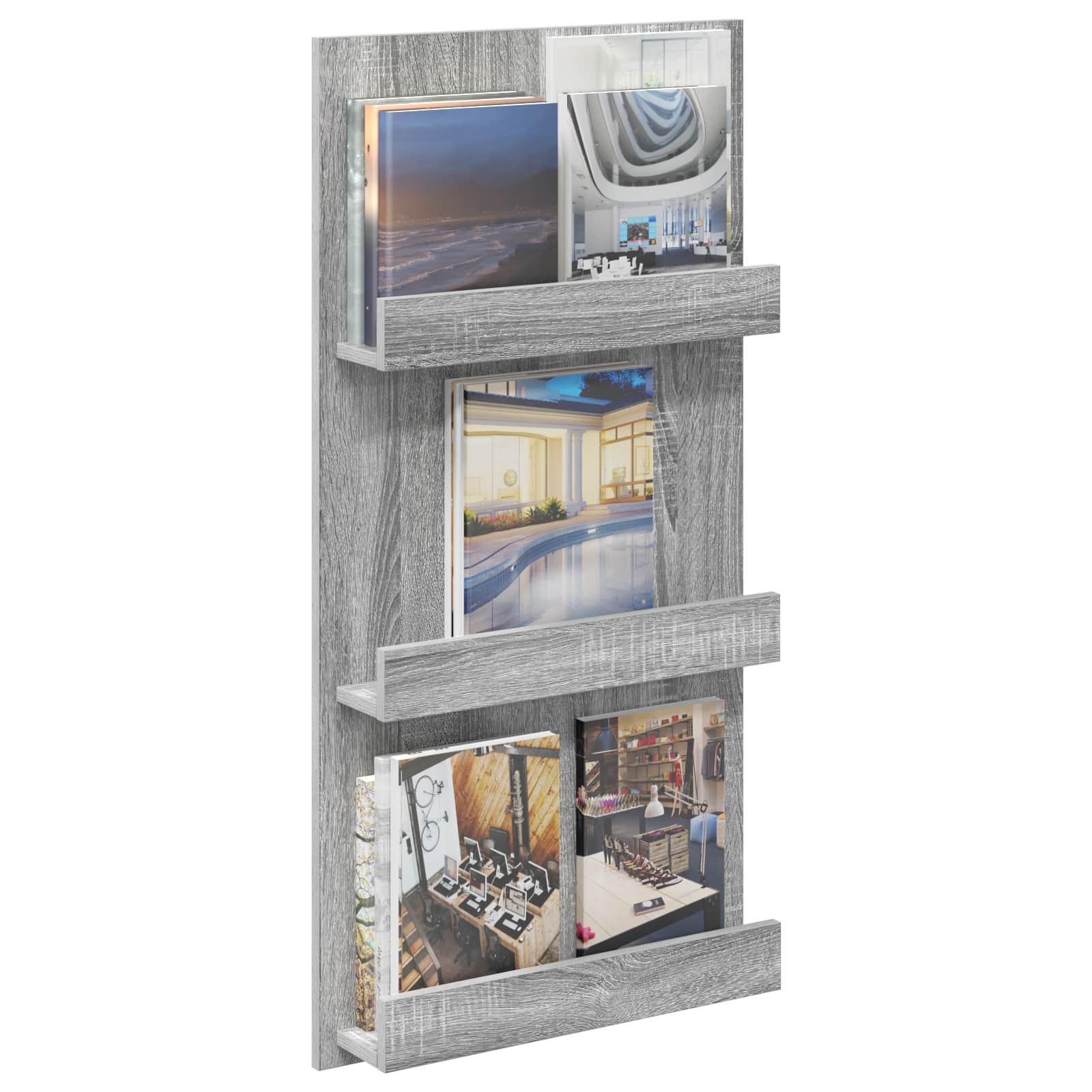 Tijdschrift Rek 51 X 11 X 102 Cm Bewerkt Hout Grijs sonoma