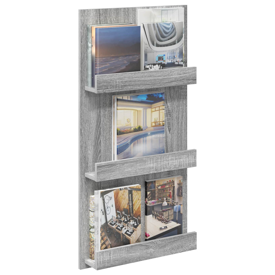 Tijdschrift Rek 51 X 11 X 102 Cm Bewerkt Hout Grijs sonoma
