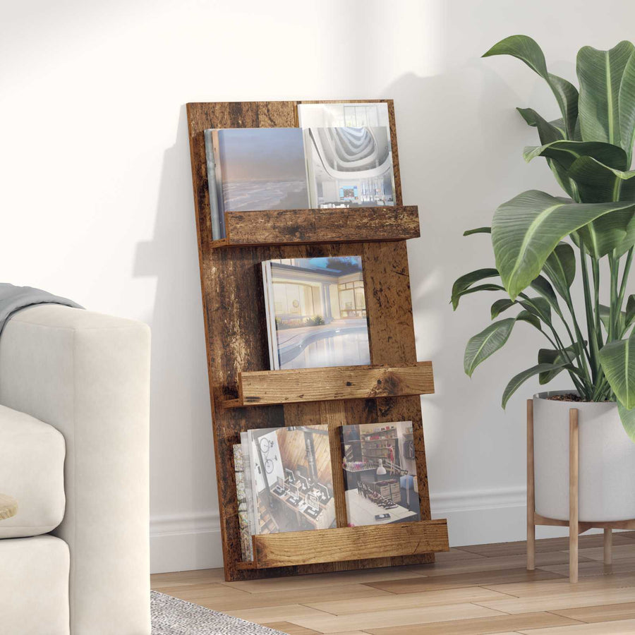 Tijdschrift Rek Met Plank Oudhout 51 X 11 X 102 Cm Bewerkt Hout Oud hout