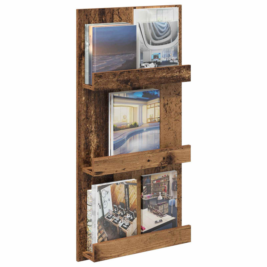 Tijdschrift Rek Met Plank Oudhout 51 X 11 X 102 Cm Bewerkt Hout Oud hout