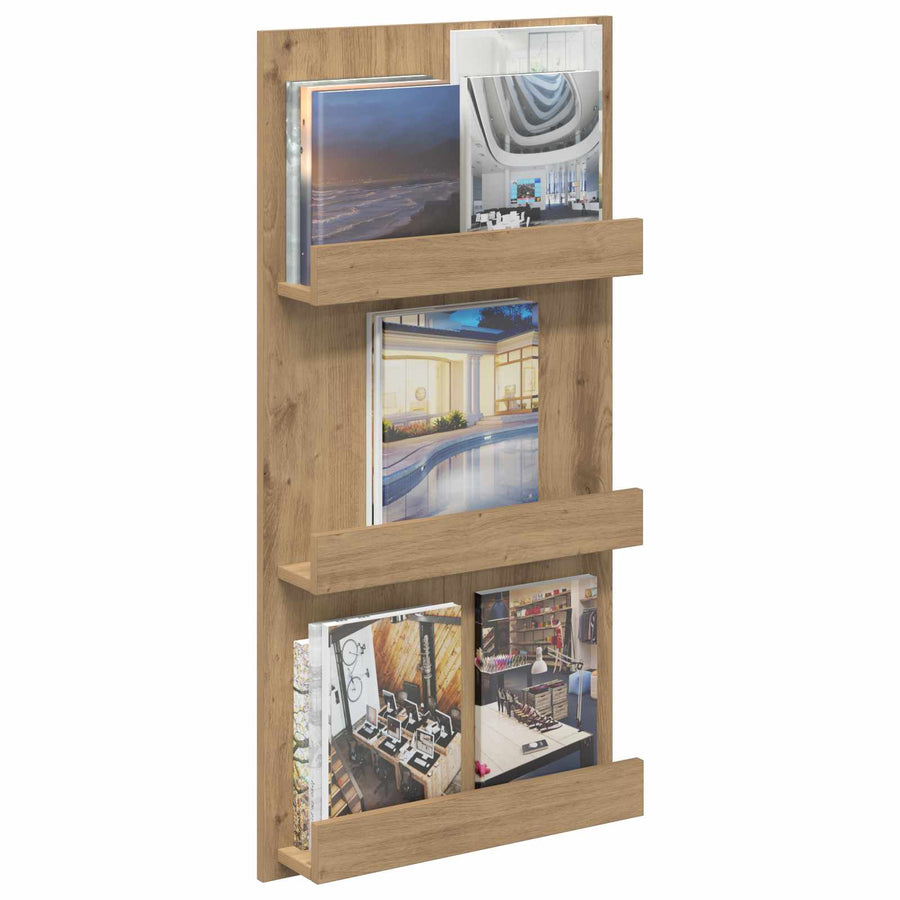 Tijdschrift Rek Artisan Eiken 51 X 11 X 102 Cm Bewerkt Hout artisanaal eikenkleurig