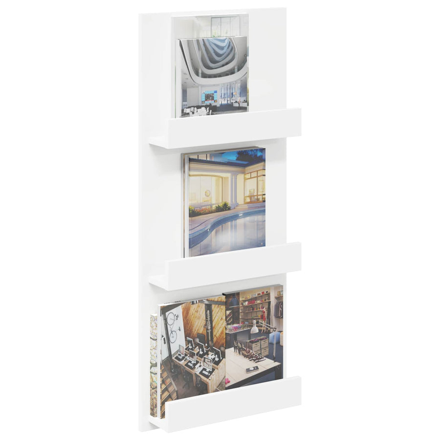 Tijdschrift Rek Met Plank Wit 51 X 11 X 102 Cm Bewerkt Hout