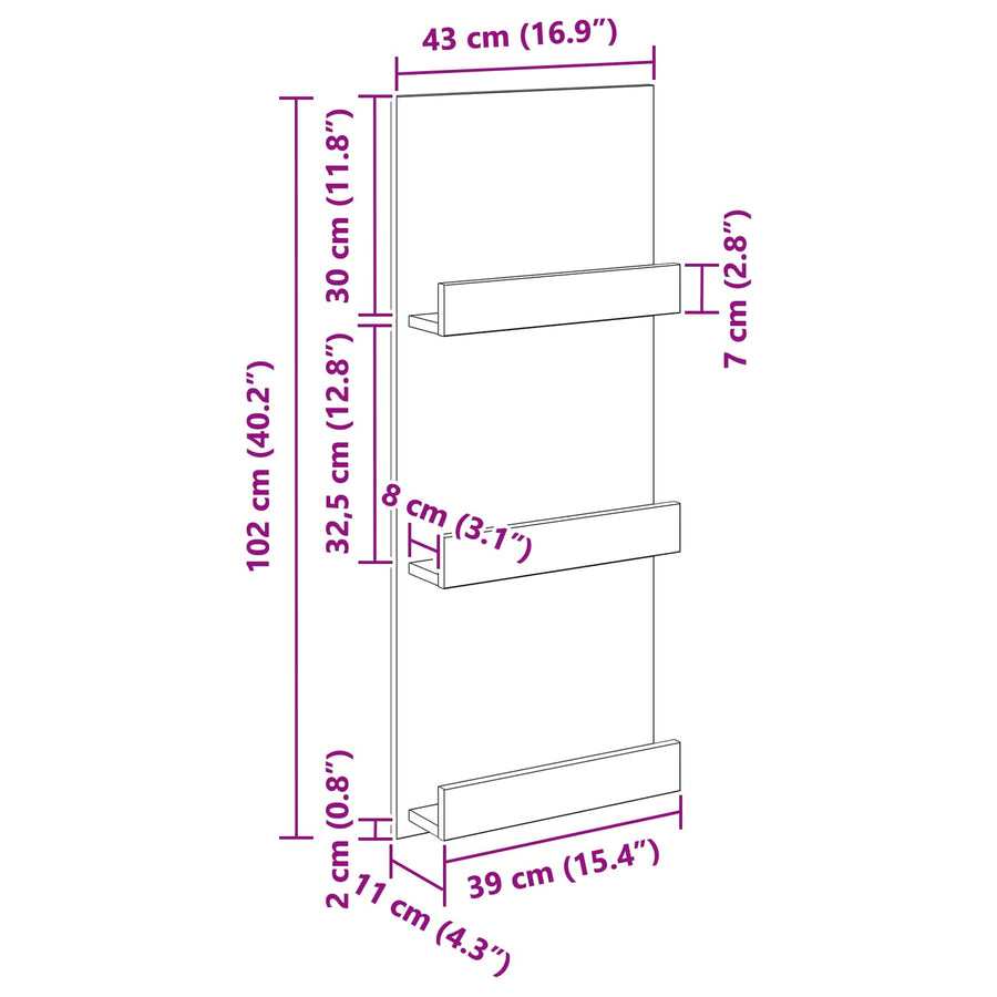 Tijdschrift Rek Met Plank Wit 51 X 11 X 102 Cm Bewerkt Hout