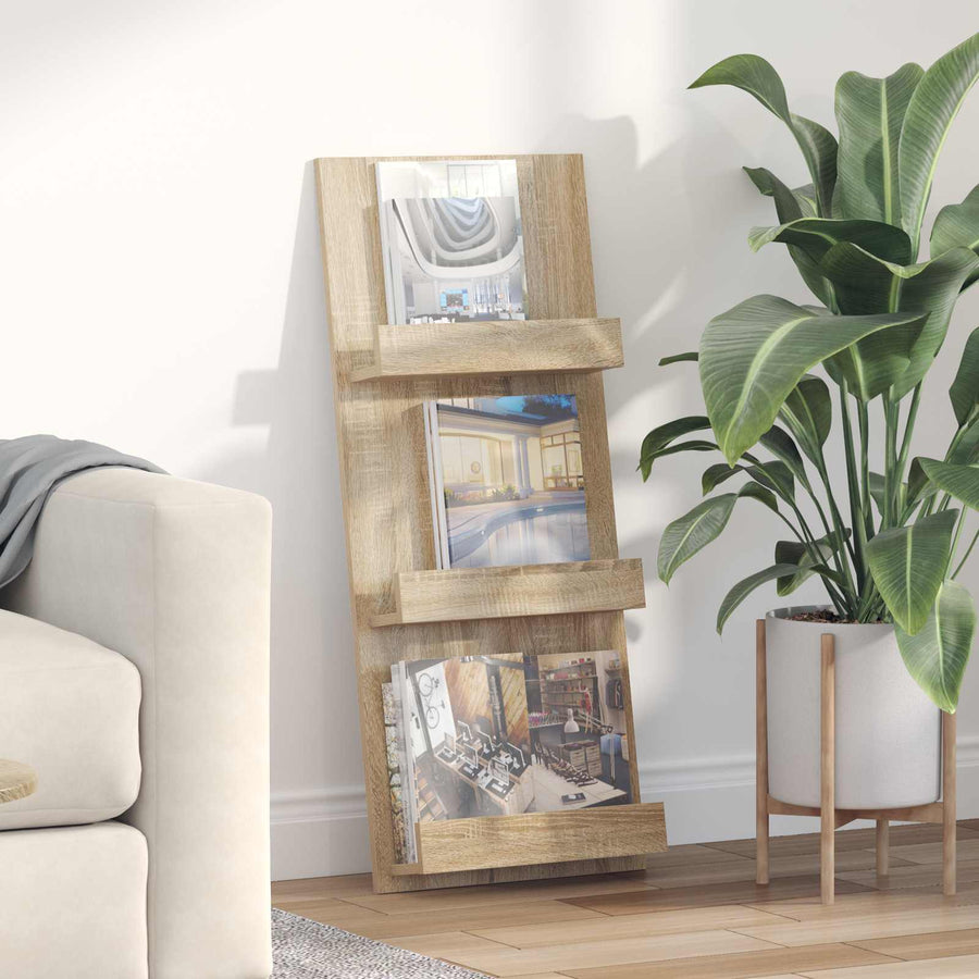 Tijdschrift Rek 51 X 11 X 102 Cm Bewerkt Hout Sonoma eiken