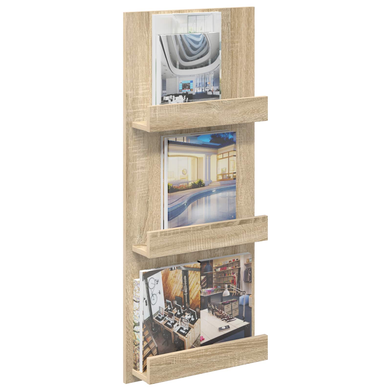 Tijdschrift Rek 51 X 11 X 102 Cm Bewerkt Hout Sonoma eiken