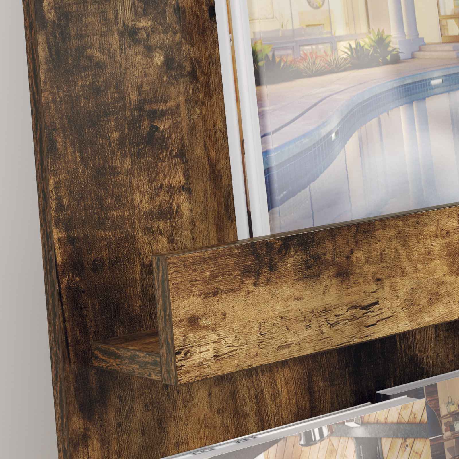 Tijdschrift Rek 51 X 11 X 102 Cm Bewerkt Hout Gerookt eiken