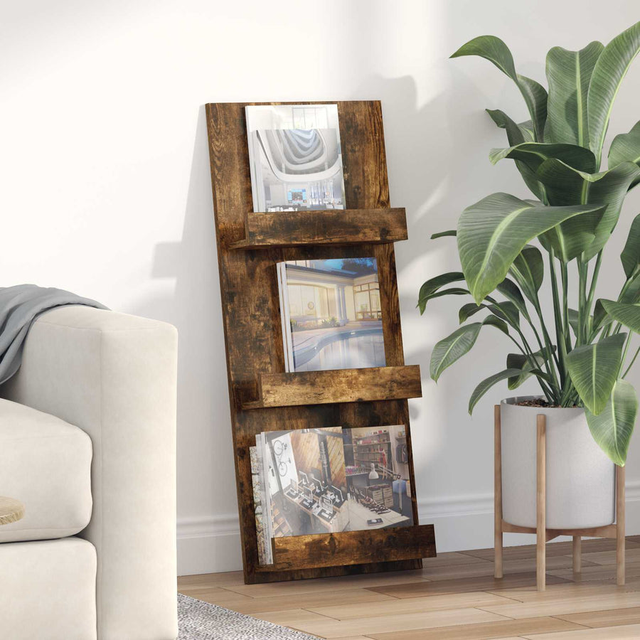 Tijdschrift Rek 51 X 11 X 102 Cm Bewerkt Hout Gerookt eiken