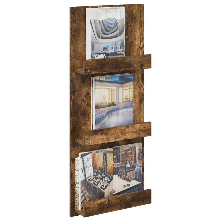 Tijdschrift Rek 51 X 11 X 102 Cm Bewerkt Hout Gerookt eiken