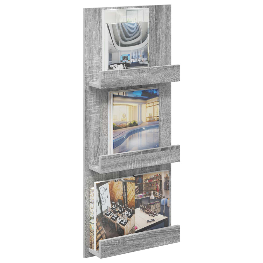 Tijdschrift Rek 51 X 11 X 102 Cm Bewerkt Hout Grijs sonoma