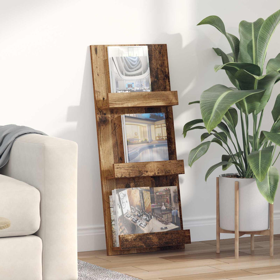 Tijdschrift Rek Met Plank Oudhout 51 X 11 X 102 Cm Bewerkt Hout Oud hout