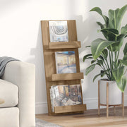 Tijdschriftenrek 51x11x102 cm bewerkt hout eikenkleur