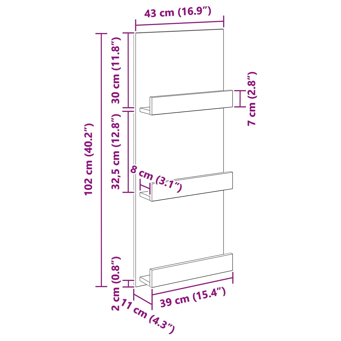 Tijdschrift Rek Artisan Eiken 51 X 11 X 102 Cm Bewerkt Hout artisanaal eikenkleurig