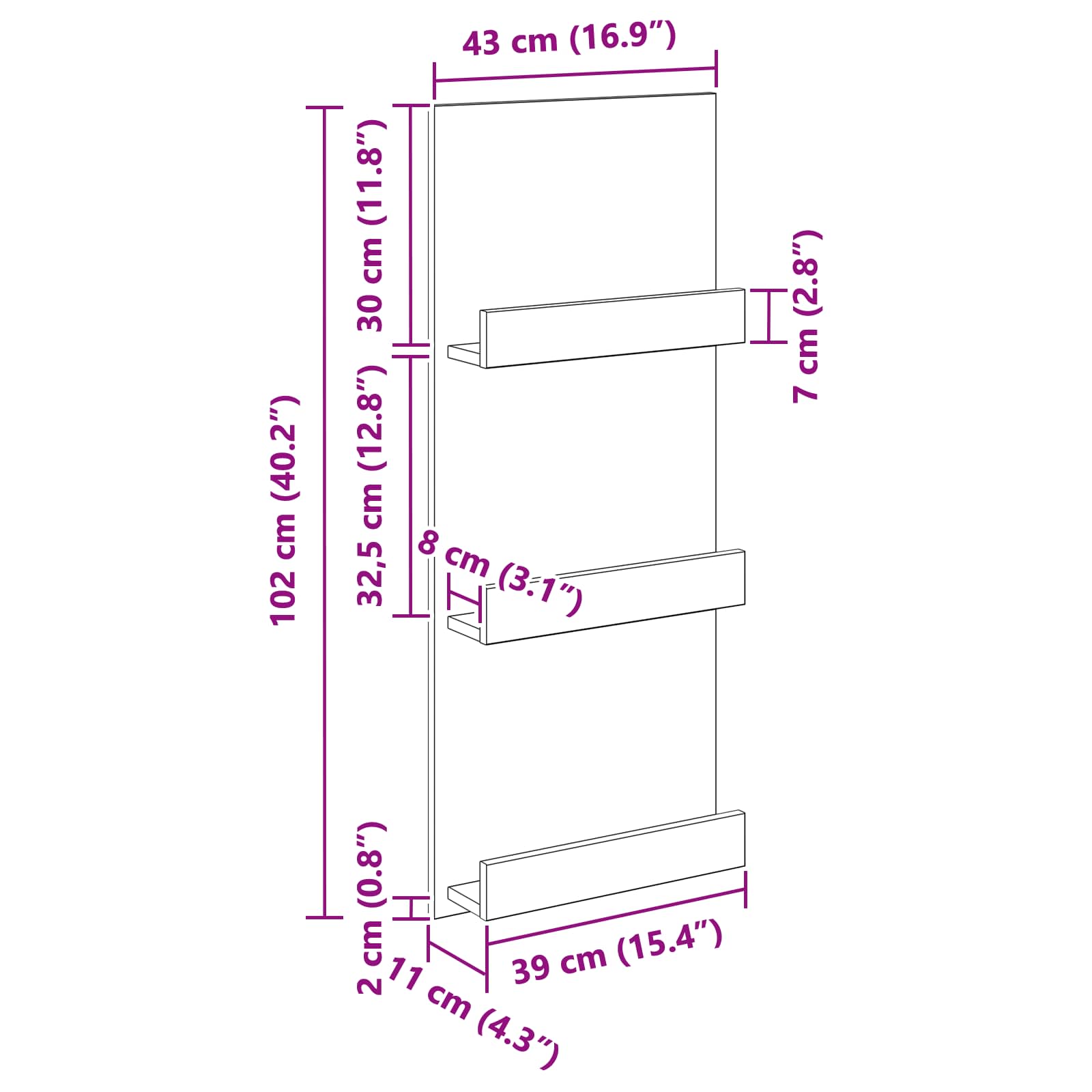 Tijdschrift Rek Artisan Eiken 51 X 11 X 102 Cm Bewerkt Hout artisanaal eikenkleurig