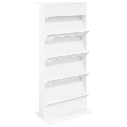 Tijdschrift Rek Met Plank Wit 70 X 41 X 156 Cm Bewerkt Hout