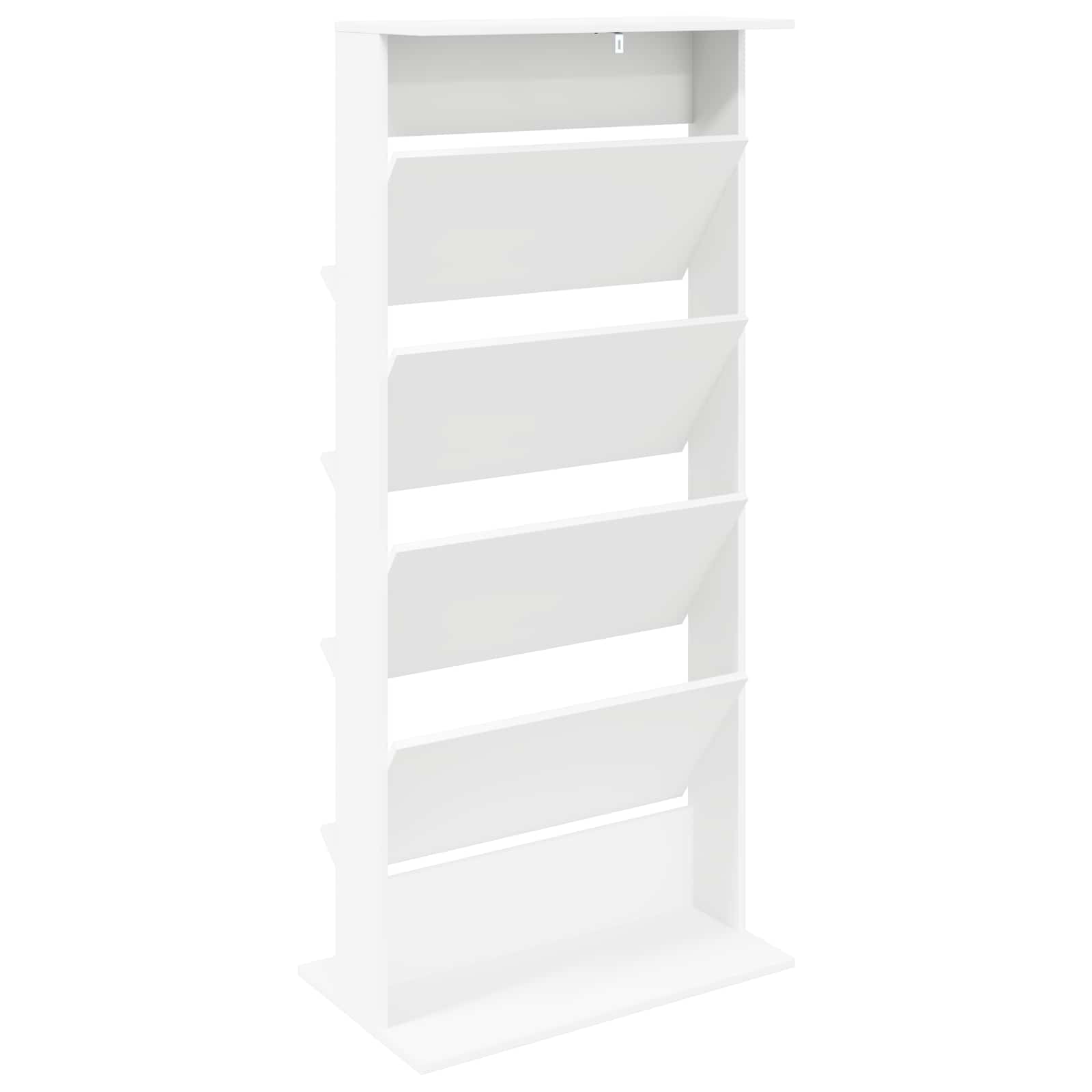 Tijdschrift Rek Met Plank Wit 70 X 41 X 156 Cm Bewerkt Hout