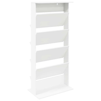Tijdschrift Rek Met Plank Wit 70 X 41 X 156 Cm Bewerkt Hout