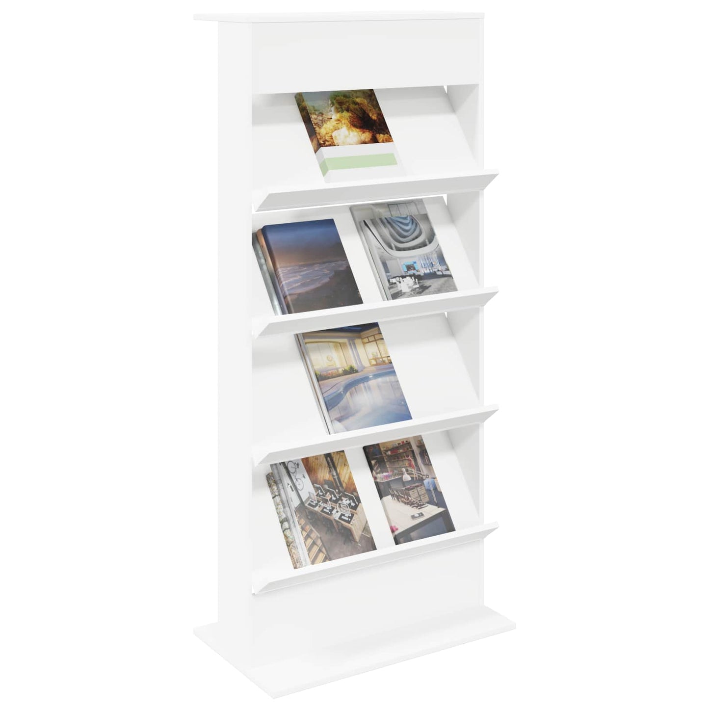 Tijdschrift Rek Met Plank Wit 70 X 41 X 156 Cm Bewerkt Hout