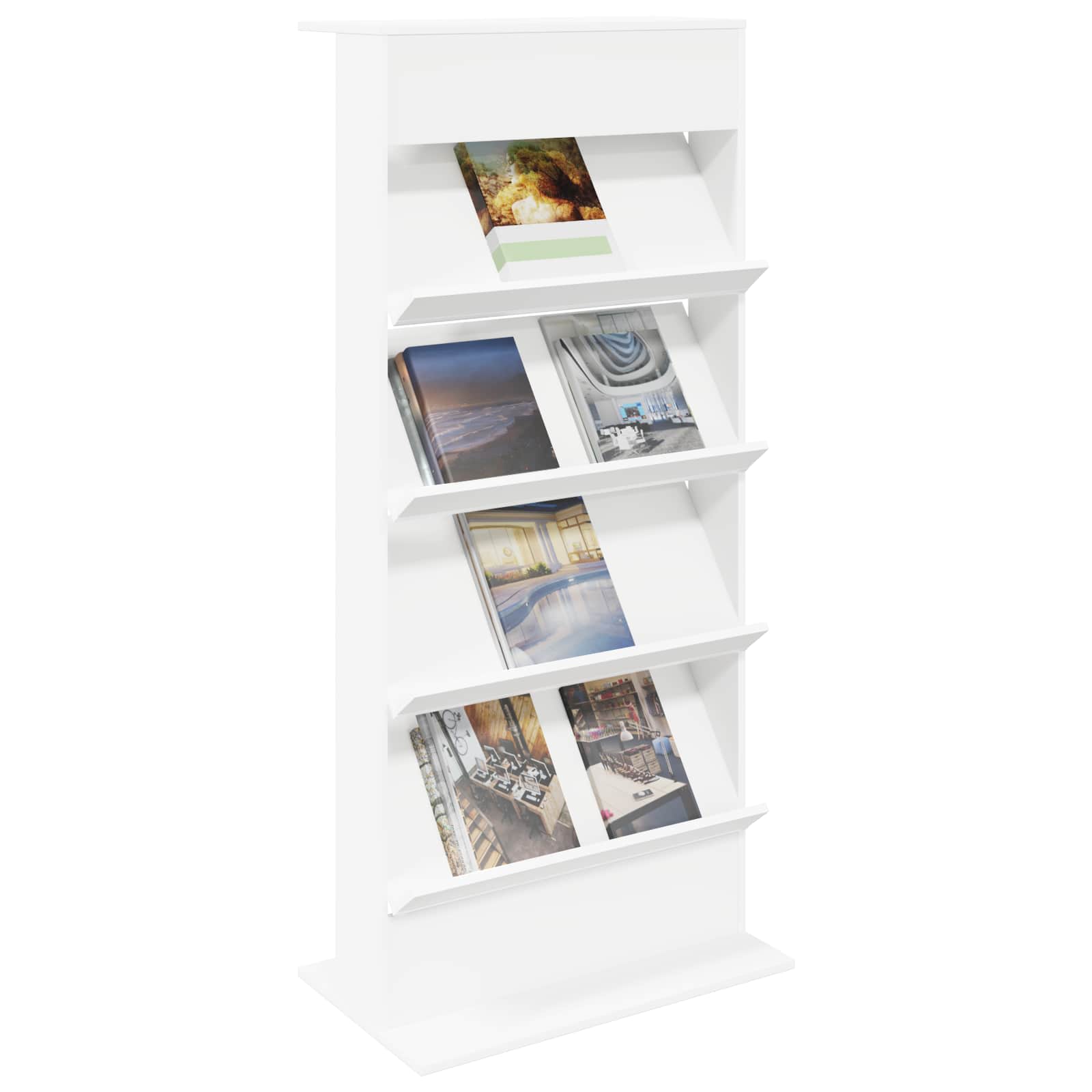 Tijdschrift Rek Met Plank Wit 70 X 41 X 156 Cm Bewerkt Hout