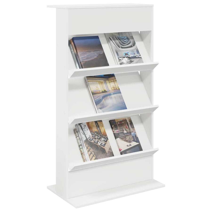 Tijdschrift Rek Met Plank Wit 70 X 41 X 126 Cm Bewerkt Hout