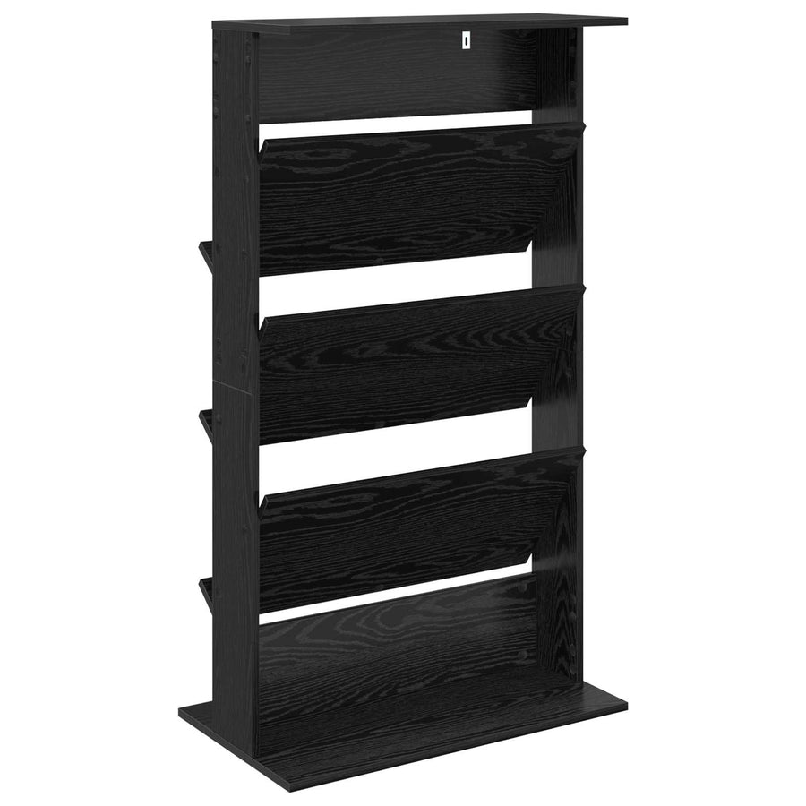 Tijdschrift Rek Zwart Eiken 70 x 41 x 126 cm Bewerkt hout