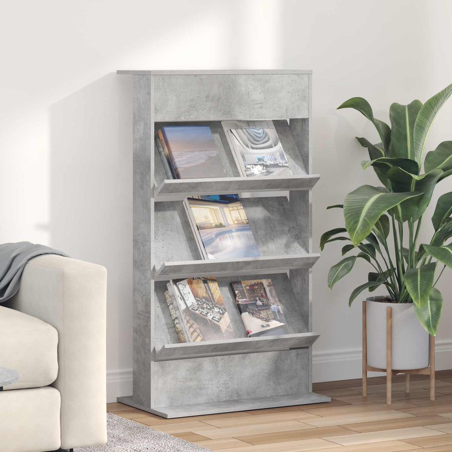 Tijdschrift Rek Beton Grijs 70 x 41 x 126 cm Bewerkt hout