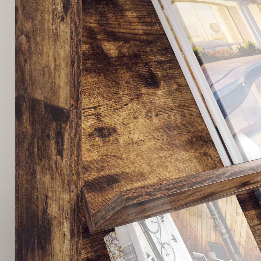 Tijdschrift Rek Gerookt eiken 70 x 41 x 126 cm Bewerkt hout